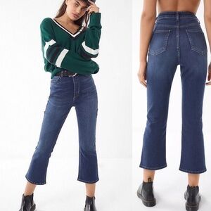 Urban Outfitters BDG Kick Flare High-Rise Cropped Dark Blue Jean